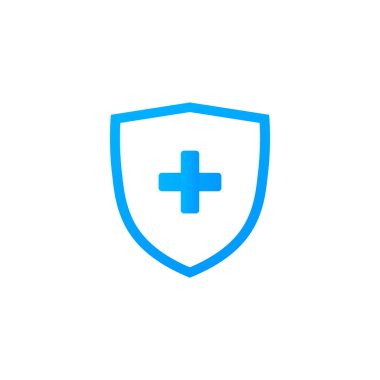 Virüs koruması için güvenlik kalkanı. Coronavirus, 2019. Kalkan koruması. Sağlık sigortası konsepti. Güvenlik logosu, sistem vektör simgesi