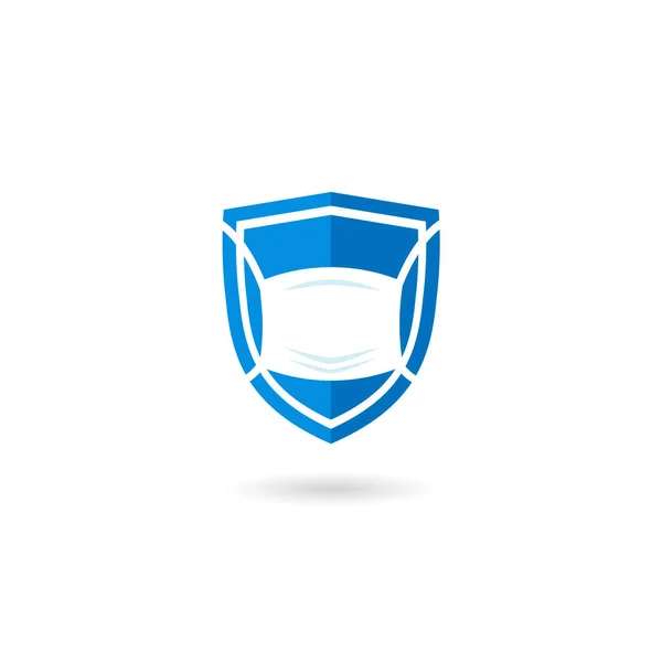 マスクベクトルロゴ付きシールド ウイルスからの予防に適したロゴ Covid — ストックベクタ