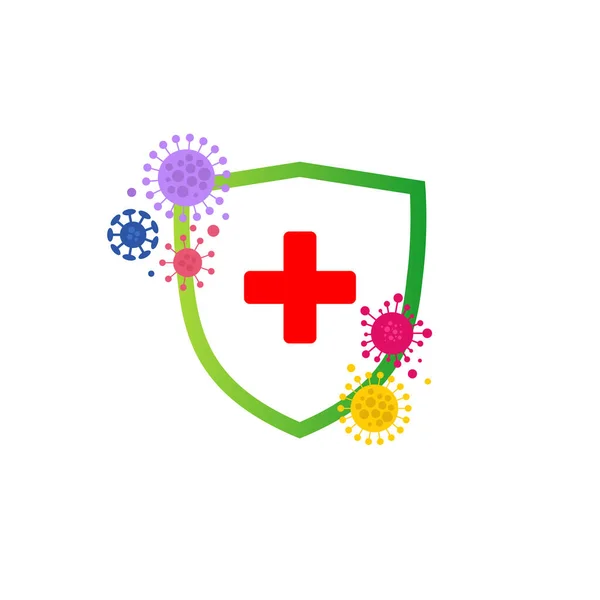 Security Shield Virus Protection Coronavirus 2019 Shield Protection Healthcare Concept — Stock Vector