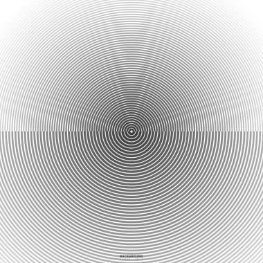 Soyut çember çizgisi arkaplanı. Yuvarlak desen. Ses dalgası için daire çiz. Vektör - İllüstrasyon