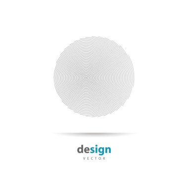 Eşmerkezli daire elemanı. Siyah ve beyaz renkli yüzük. Ses dalgası için soyut vektör illüstrasyonuName.