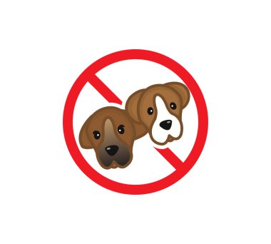 Köpek yasağı tabelası. Evcil hayvan işaretine izin yok, vektör illüstrasyonu.