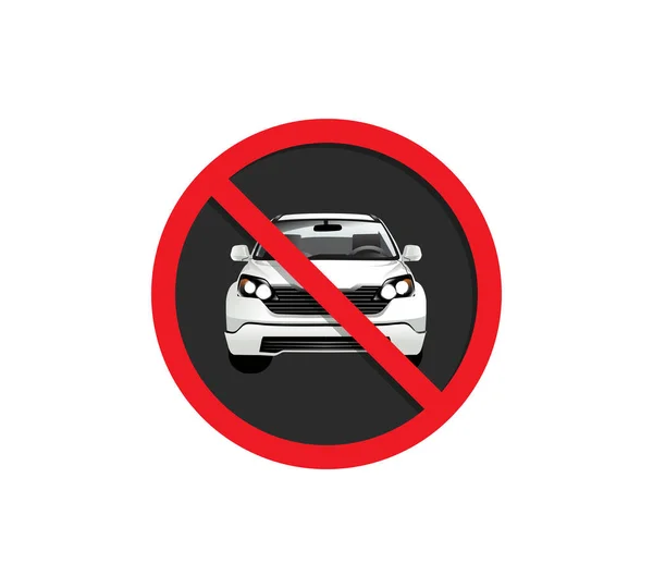 Cercle Interdit Signe Pour Aucune Voiture Pas Panneau Stationnement Illustration — Image vectorielle