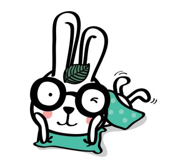 Tatlı paskalya tavşanı. Tavşan çizgi film vektör koleksiyonu. Hayvan karakteri.