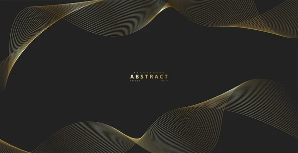 Gold Line Wave Background Abstract Luxury Style Tech Pattern Curved — Stockvector
