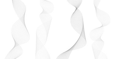 El çizgileri. Beyaz arka planda soyut dalgalı çizgiler izole edilmiş. Dalga çizgisi sanatı, kıvrımlı düz tasarım. Vektör illüstrasyonu EPS 10.