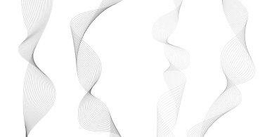 El çizgileri. Beyaz arka planda soyut dalgalı çizgiler izole edilmiş. Dalga çizgisi sanatı, kıvrımlı düz tasarım. Vektör illüstrasyonu EPS 10.