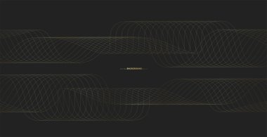 Altın çizgi dalga arkaplanı. Soyut lüks tarzında. Teknik şablon. Dalgalı kıvrımlı, düz çizgili. Vektör illüstrasyonu.