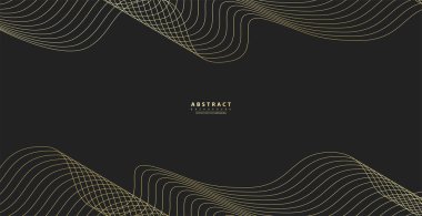 Altın çizgi dalgalı soyut bir arkaplan. Lüks bir şekilde. Teknik şablon. Dalgalı kıvrımlı, düz çizgili. Vektör illüstrasyonu.