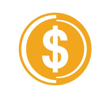 Altın sikke ikonu. Para tasarımı. Altın dolarlık düz sembol. Vektör illüstrasyonu