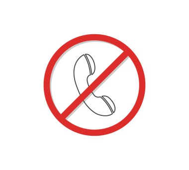 Call forbidden vector sign. No call sign. No handset icon. No phone calls. Symbol with flat style.
