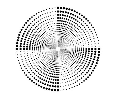 Spiral dalga ritmi dinamiği. Noktalı soyut girdap şekli. Spiral arka plan tasarla. Vektör illüstrasyonu