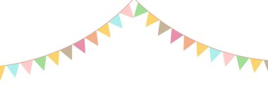 Renkli Bayraklı Parti Arkaplanı. Kutlama etkinliği, doğum günü, karnaval bayrağı.