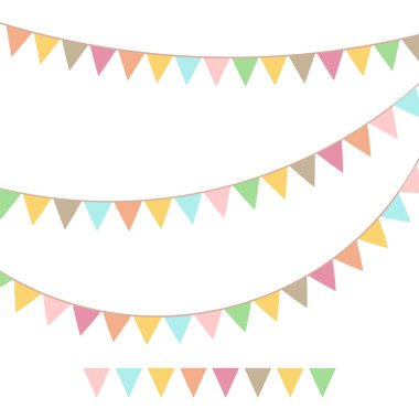 Renkli Bayraklı Parti Arkaplanı. Kutlama etkinliği, doğum günü, karnaval bayrağı.