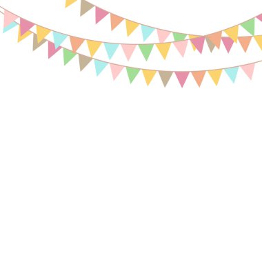 Renkli Bayraklı Parti Arkaplanı. Kutlama etkinliği, doğum günü, karnaval bayrağı.