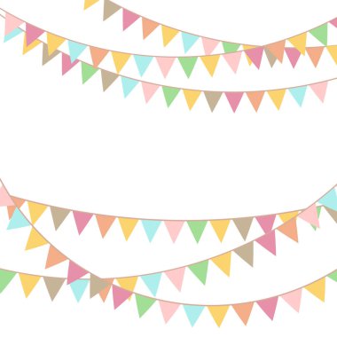 Renkli Bayraklı Parti Arkaplanı. Kutlama etkinliği, doğum günü, karnaval bayrağı.