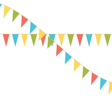 Renkli Bayraklı Parti Arkaplanı. Kutlama etkinliği, doğum günü, karnaval bayrağı.