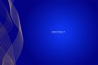 Soyut mavi arkaplan. Altın dalga çizgileri. Eğri modern model. Vektör illüstrasyonu EPS 10.