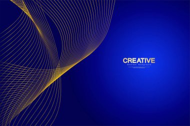 Soyut mavi arkaplan. Altın dalga çizgileri. Eğri modern model. Vektör illüstrasyonu EPS 10.