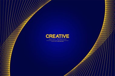 Soyut mavi arkaplan. Altın dalga çizgileri. Eğri modern model. Vektör illüstrasyonu EPS 10.