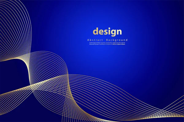 Abstract Blue Background Gold Wave Lines Curve Modern Pattern Vector — Wektor stockowy