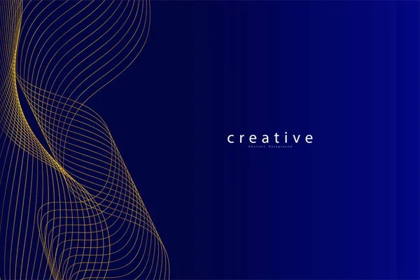 Soyut mavi arkaplan. Altın dalga çizgileri. Eğri modern model. Vektör illüstrasyonu EPS 10.