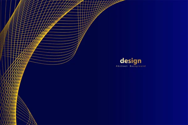 Abstract Blue Background Gold Wave Lines Curve Modern Pattern Vector — Archivo Imágenes Vectoriales