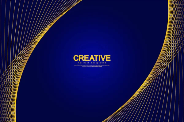 Abstract Blue Background Gold Wave Lines Curve Modern Pattern Vector — 图库矢量图片