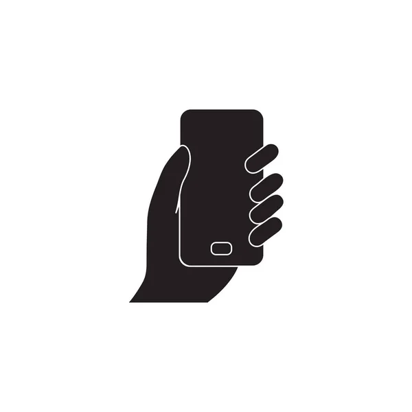 Hand Hold Smartphone Mobile Phone Finger Touch Screen Icon Flat — Stock Vector