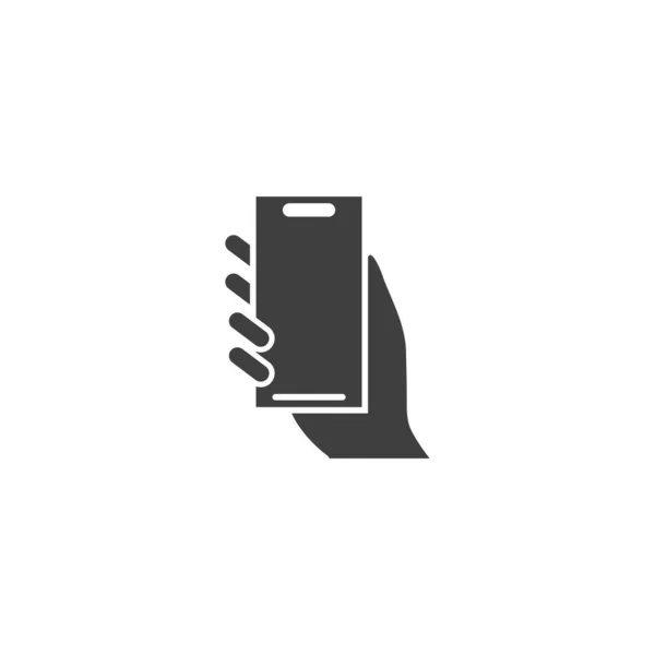 Hand Hold Smartphone Mobile Phone Touch Screen Hand Icon Flat — Stock Vector