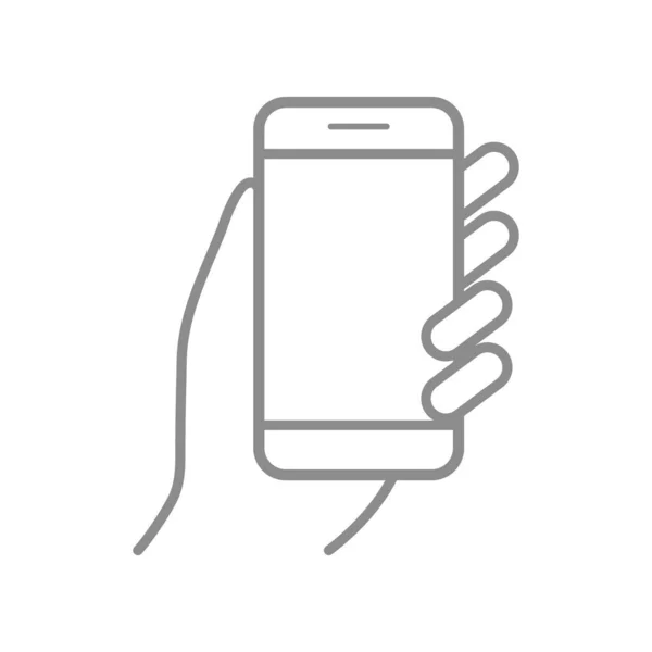 Hand Hold Smartphone Mobile Phone Touch Screen Hand Icon Flat — Vector de stock