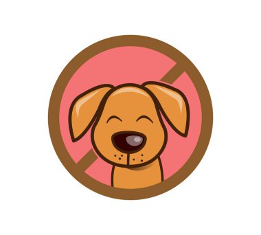 Köpek yasağı tabelası. Evcil hayvan işaretine izin yok, vektör illüstrasyonu.