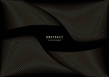 Altın çizgi dalgalı soyut bir arkaplan. Lüks bir şekilde. Teknik şablon. Dalgalı kıvrımlı, düz çizgili. Vektör illüstrasyonu.