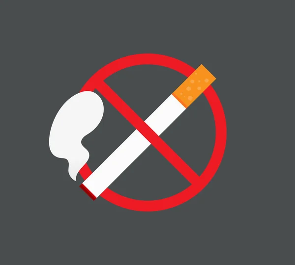 Sigara Içilmeyen Logo Yasak Işaret Simgesi Düz Tasarım Tarzı Vektör — Stok Vektör
