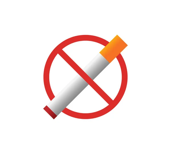 Smoking Logo Forbidden Sign Icon Flat Design Style Vector Illustration — Vetor de Stock