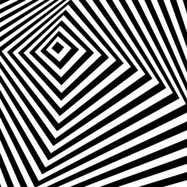 Black and white optical illusion. Abstract wavy stripes pattern