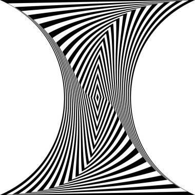 Black and white optical illusion. Abstract wavy stripes pattern