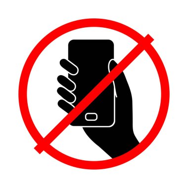 Cep telefonu işareti yok. Icon konuşmak ve aramak yok. Cep telefonu yasağı