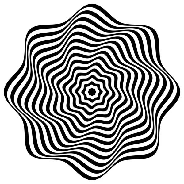 Optical Illusions Abstract Striped Monochrome Waves Background Vector Illustration — Stockvektor