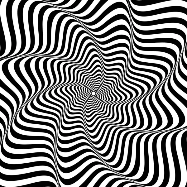 Optical Illusions Abstract Striped Monochrome Waves Background Vector Illustration — 图库矢量图片
