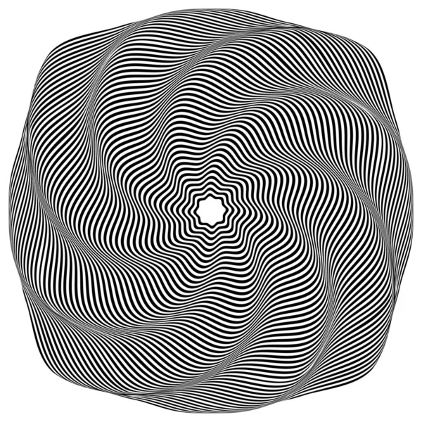 Optical Illusions Abstract Striped Monochrome Waves Background Vector Illustration — Stockový vektor