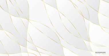 Altın dalgalı soyut bir arkaplan. Lüks kağıt kesimi arka plan, altın desen, yarım ton gradyan, kaplama şablonu, geometrik şekiller, modern minimal afiş. 3d Vektör illüstrasyonu.