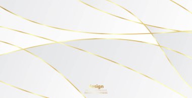 Altın dalgalı soyut bir arkaplan. Lüks kağıt kesimi arka plan, altın desen, yarım ton gradyan, kaplama şablonu, geometrik şekiller, modern minimal afiş. 3d Vektör illüstrasyonu.