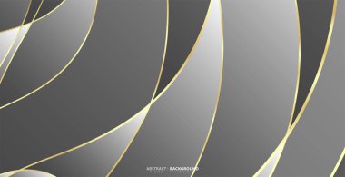 Altın dalgalı soyut bir arkaplan. Lüks kağıt kesimi arka plan, altın desen, yarım ton gradyan, kaplama şablonu, geometrik şekiller, modern minimal afiş. 3d Vektör illüstrasyonu.