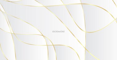 Altın dalgalı soyut bir arkaplan. Lüks kağıt kesimi arka plan, altın desen, yarım ton gradyan, kaplama şablonu, geometrik şekiller, modern minimal afiş. 3d Vektör illüstrasyonu.