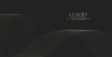 Altın çizgi dalgalı soyut bir arkaplan. Lüks bir şekilde. Teknik şablon. Dalgalı kıvrımlı, düz çizgili. Vektör illüstrasyonu.