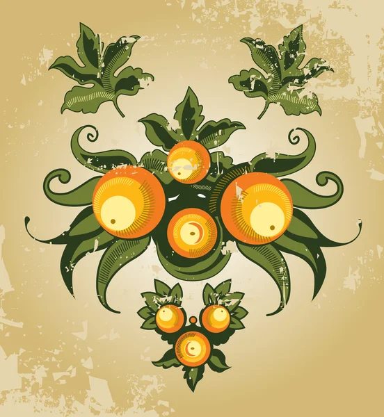 portakal ve vintage tarzı yapraklar