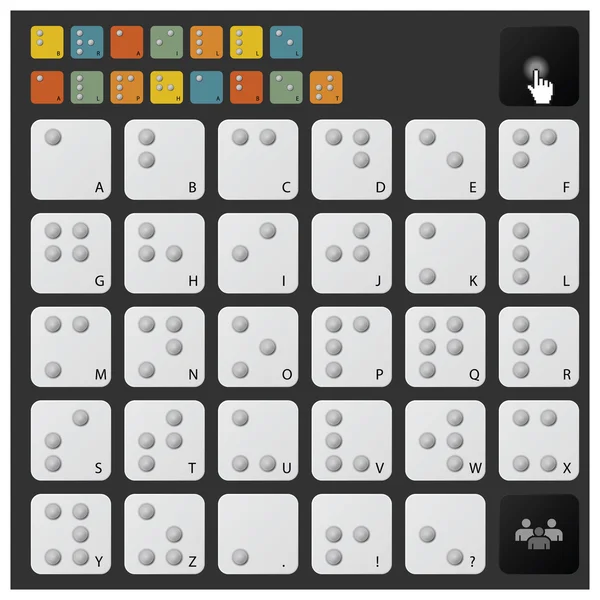 Braille Alphabet Icon Set — Stock Vector