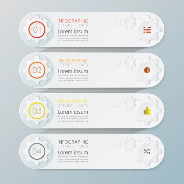 Zahnradform-Infografik mit Papiergrafik — Stockvektor