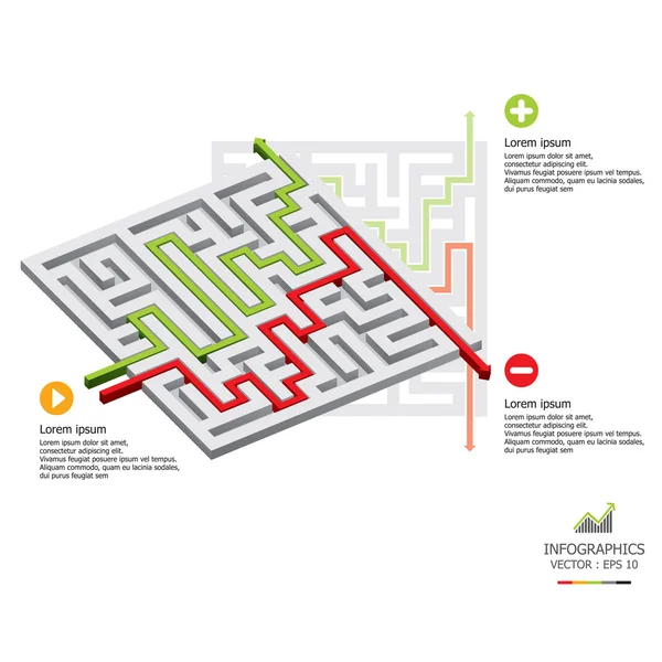 Modelo de Design de Negócios Infográfico de Labirinto — Vetor de Stock